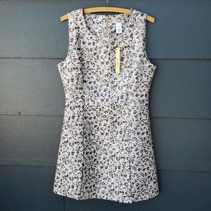 Esley White/Gray Sleeveless Brocade Cocktail Dress